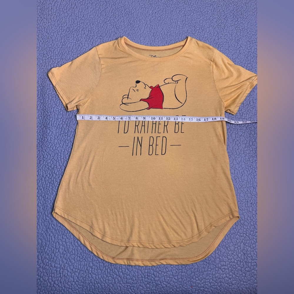 Disney Pooh Bear I’d Rather Be In Bed T Shirt Yellow Womens Size XXL - Picture 5 of 6